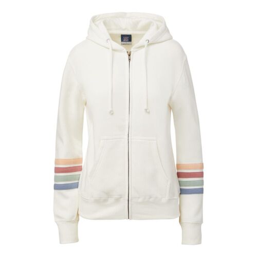 Women's Striped Sleeves Full-Zip Hooded Sweatshirt Thumbnail