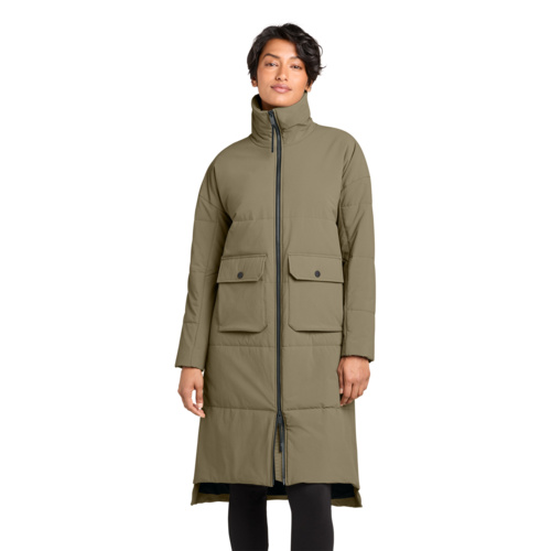 Women's Sashiko Stretch Puffy Long Jacket Thumbnail