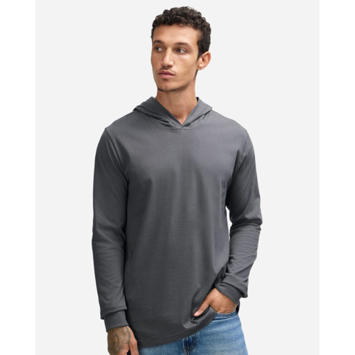 Unisex Sueded Long Sleeve Hooded Tee Thumbnail