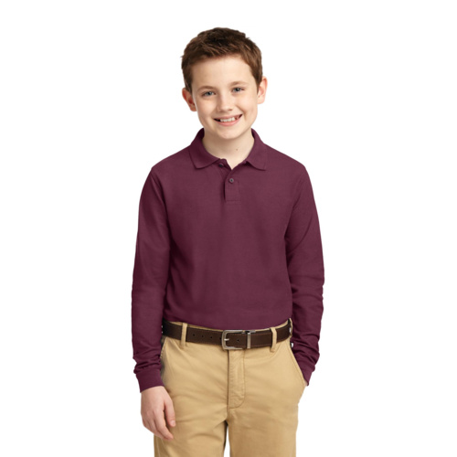 Youth Long Sleeve Silk Touch Polo Thumbnail