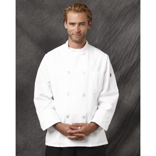 Eight Pearl Button Chef Coat with Thermometer Pocket Thumbnail