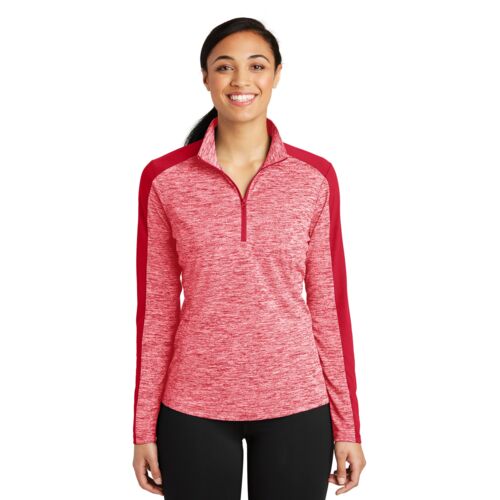 Women's PosiCharge ® Electric Heather Colorblock 1/4 Zip Pullover Thumbnail
