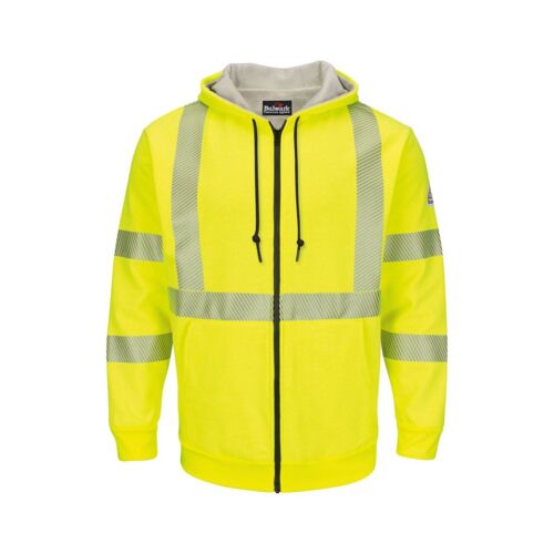 Men's Hi-Visibility Zip-Front Hooded Fleece Sweatshirt with Waffle Lining Thumbnail